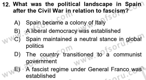 Contemporary Political İdeologies Dersi 2024 - 2025 Yılı (Final) Dönem Sonu Sınav Soruları 12. Soru