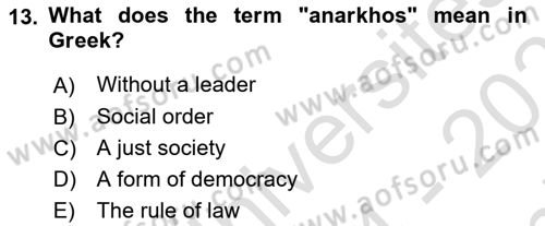 Contemporary Political İdeologies Dersi 2024 - 2025 Yılı (Final) Dönem Sonu Sınav Soruları 13. Soru