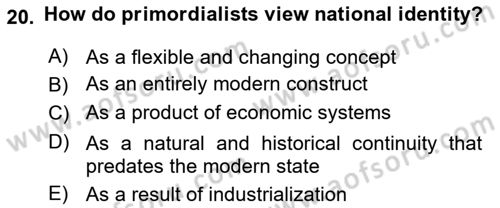 Contemporary Political İdeologies Dersi 2024 - 2025 Yılı (Final) Dönem Sonu Sınav Soruları 20. Soru