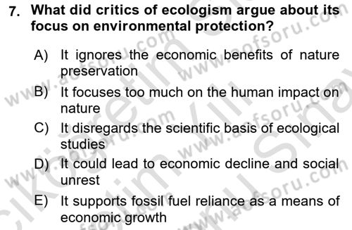 Contemporary Political İdeologies Dersi 2024 - 2025 Yılı (Final) Dönem Sonu Sınav Soruları 7. Soru