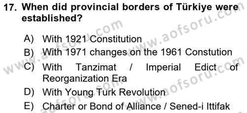 Local Governance Dersi 2024 - 2025 Yılı (Final) Dönem Sonu Sınav Soruları 17. Soru
