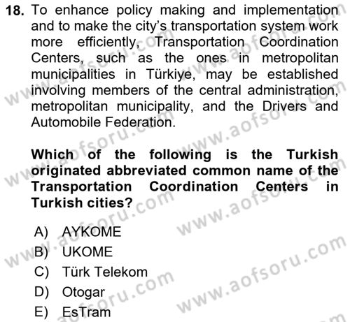 Local Governance Dersi 2024 - 2025 Yılı (Final) Dönem Sonu Sınav Soruları 18. Soru