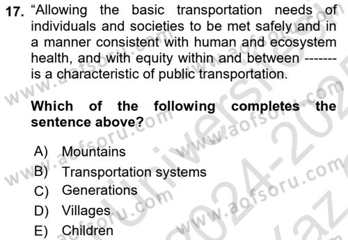Local Governance Dersi 2024 - 2025 Yılı Yaz Okulu Sınav Soruları 17. Soru