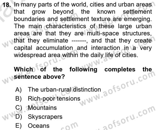 Local Governance Dersi 2024 - 2025 Yılı Yaz Okulu Sınav Soruları 18. Soru