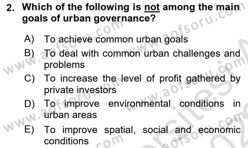 Local Governance Dersi 2025 - 2026 Yılı (Vize) Ara Sınav Soruları 2. Soru