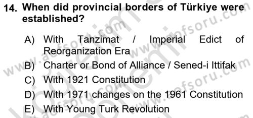 Local Governance Dersi 2025 - 2026 Yılı (Final) Dönem Sonu Sınav Soruları 14. Soru