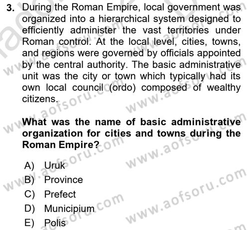 Local Governance Dersi 2025 - 2026 Yılı (Final) Dönem Sonu Sınav Soruları 3. Soru