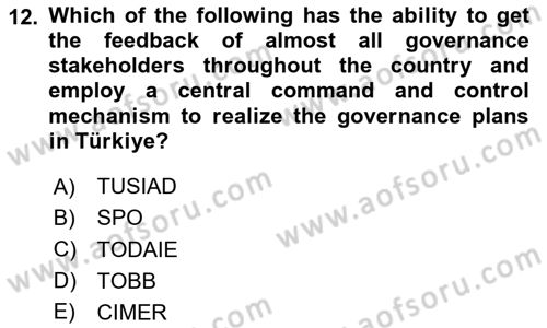 Local Governance Dersi 2025 - 2026 Yılı Yaz Okulu Sınav Soruları 12. Soru