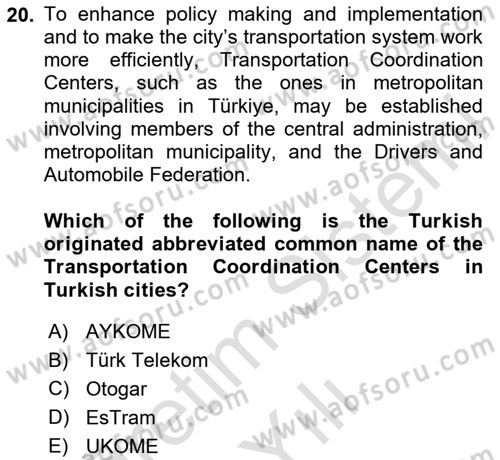 Local Governance Dersi 2025 - 2026 Yılı Yaz Okulu Sınav Soruları 20. Soru