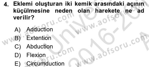 Temel Veteriner Anatomi Dersi 2016 - 2017 Yılı (Vize) Ara Sınav Soruları 4. Soru