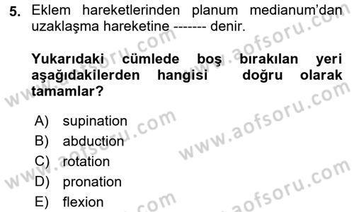 Temel Veteriner Anatomi Dersi 2022 - 2023 Yılı (Final) Dönem Sonu Sınav Soruları 5. Soru