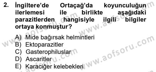 Temel Veteriner Parazitoloji Dersi 2012 - 2013 Yılı (Vize) Ara Sınav Soruları 2. Soru