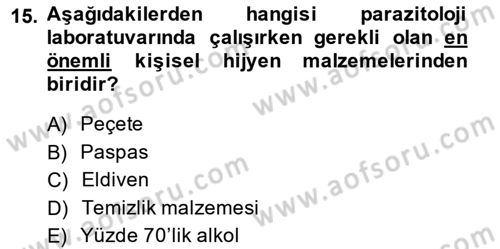 Temel Veteriner Parazitoloji Dersi 2014 - 2015 Yılı (Final) Dönem Sonu Sınav Soruları 15. Soru