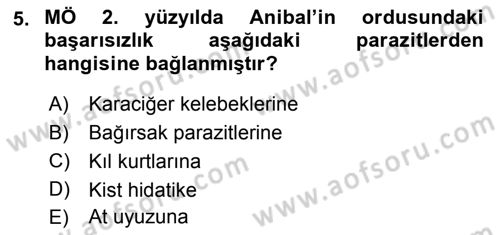 Temel Veteriner Parazitoloji Dersi 2015 - 2016 Yılı (Vize) Ara Sınav Soruları 5. Soru