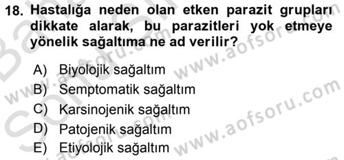 Temel Veteriner Parazitoloji Dersi 2015 - 2016 Yılı (Final) Dönem Sonu Sınav Soruları 18. Soru