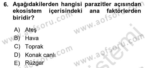Temel Veteriner Parazitoloji Dersi 2016 - 2017 Yılı (Final) Dönem Sonu Sınav Soruları 6. Soru