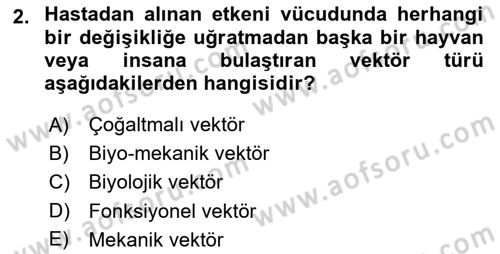 Temel Veteriner Parazitoloji Dersi 2017 - 2018 Yılı (Final) Dönem Sonu Sınav Soruları 2. Soru