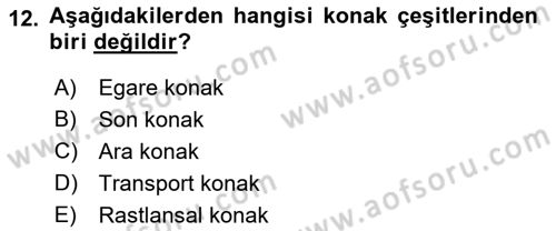 Temel Veteriner Parazitoloji Dersi 2018 - 2019 Yılı (Vize) Ara Sınavı 12. Soru