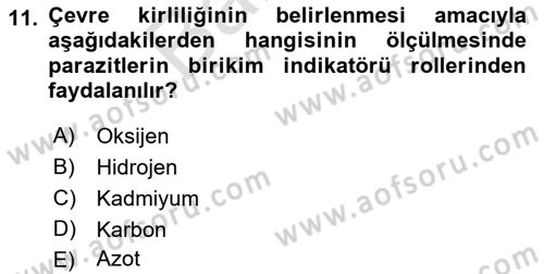 Temel Veteriner Parazitoloji Dersi 2021 - 2022 Yılı (Final) Dönem Sonu Sınavı 11. Soru