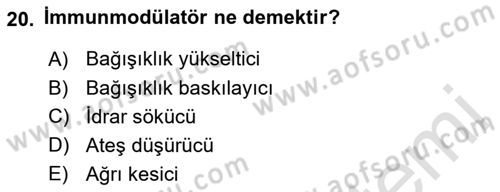 Temel Veteriner Parazitoloji Dersi 2021 - 2022 Yılı (Final) Dönem Sonu Sınavı 20. Soru