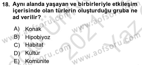 Temel Veteriner Parazitoloji Dersi 2021 - 2022 Yılı Yaz Okulu Sınav Soruları 18. Soru