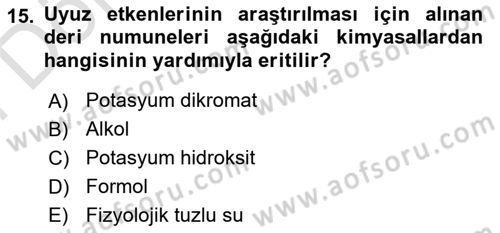Temel Veteriner Parazitoloji Dersi 2023 - 2024 Yılı (Final) Dönem Sonu Sınav Soruları 15. Soru