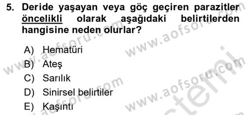 Temel Veteriner Parazitoloji Dersi 2023 - 2024 Yılı (Final) Dönem Sonu Sınav Soruları 5. Soru