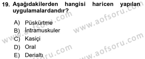 Temel Veteriner Parazitoloji Dersi 2024 - 2025 Yılı (Final) Dönem Sonu Sınav Soruları 19. Soru