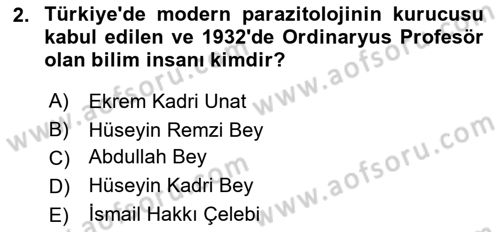 Temel Veteriner Parazitoloji Dersi 2025 - 2026 Yılı (Final) Dönem Sonu Sınav Soruları 2. Soru