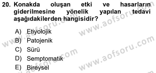 Temel Veteriner Parazitoloji Dersi 2025 - 2026 Yılı (Final) Dönem Sonu Sınav Soruları 20. Soru