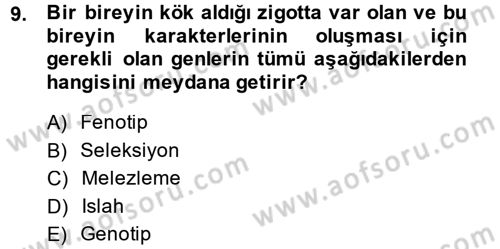 Temel Zootekni Dersi 2014 - 2015 Yılı (Final) Dönem Sonu Sınav Soruları 9. Soru