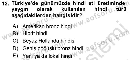 Temel Zootekni Dersi 2016 - 2017 Yılı (Vize) Ara Sınavı 12. Soru