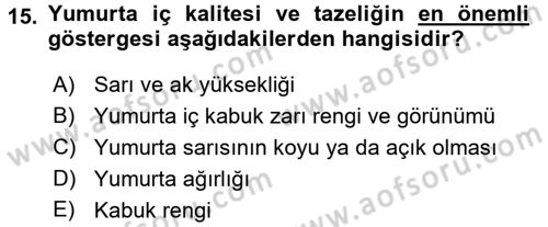 Temel Zootekni Dersi 2016 - 2017 Yılı (Vize) Ara Sınavı 15. Soru