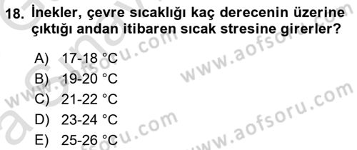 Temel Zootekni Dersi 2017 - 2018 Yılı (Vize) Ara Sınavı 18. Soru