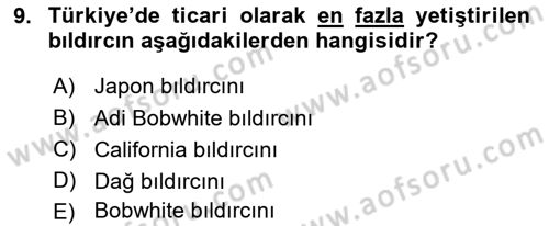 Temel Zootekni Dersi 2017 - 2018 Yılı (Vize) Ara Sınavı 9. Soru