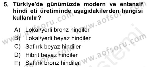 Temel Zootekni Dersi 2017 - 2018 Yılı (Final) Dönem Sonu Sınavı 5. Soru