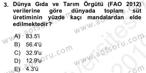 Temel Zootekni Dersi 2018 - 2019 Yılı (Vize) Ara Sınavı 3. Soru