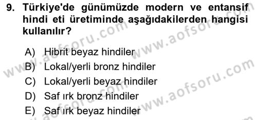 Temel Zootekni Dersi 2018 - 2019 Yılı (Vize) Ara Sınavı 9. Soru