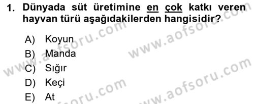 Temel Zootekni Dersi 2019 - 2020 Yılı (Vize) Ara Sınavı 1. Soru