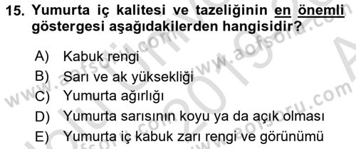 Temel Zootekni Dersi 2019 - 2020 Yılı (Vize) Ara Sınavı 15. Soru