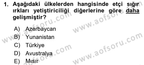 Temel Zootekni Dersi 2019 - 2020 Yılı (Final) Dönem Sonu Sınav Soruları 1. Soru