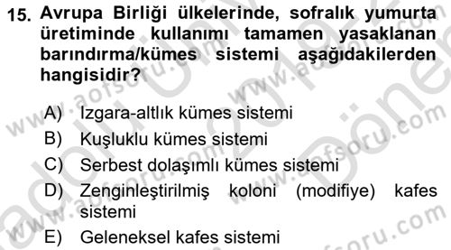 Temel Zootekni Dersi 2019 - 2020 Yılı (Final) Dönem Sonu Sınav Soruları 15. Soru