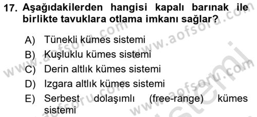 Temel Zootekni Dersi 2019 - 2020 Yılı (Final) Dönem Sonu Sınav Soruları 17. Soru