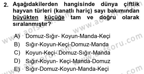 Temel Zootekni Dersi 2019 - 2020 Yılı (Final) Dönem Sonu Sınav Soruları 2. Soru