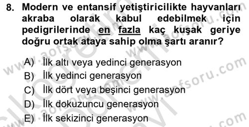 Temel Zootekni Dersi 2019 - 2020 Yılı (Final) Dönem Sonu Sınav Soruları 8. Soru