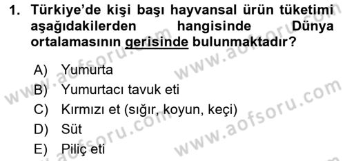 Temel Zootekni Dersi 2020 - 2021 Yılı Yaz Okulu Sınavı 1. Soru