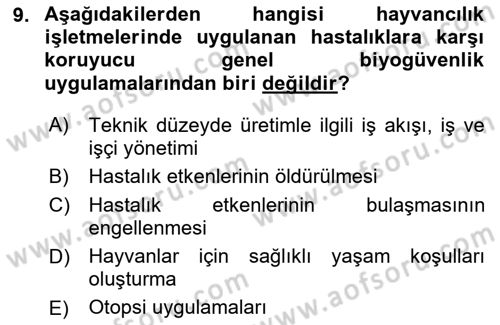 Temel Zootekni Dersi 2020 - 2021 Yılı Yaz Okulu Sınavı 9. Soru