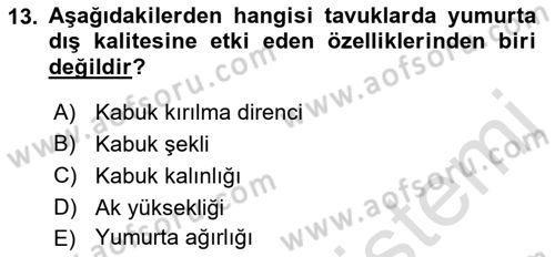 Temel Zootekni Dersi 2021 - 2022 Yılı (Vize) Ara Sınav Soruları 13. Soru