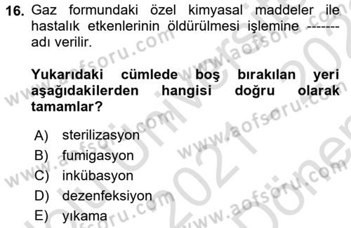 Temel Zootekni Dersi 2021 - 2022 Yılı (Final) Dönem Sonu Sınavı 16. Soru