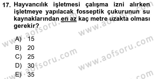 Temel Zootekni Dersi 2021 - 2022 Yılı (Final) Dönem Sonu Sınavı 17. Soru